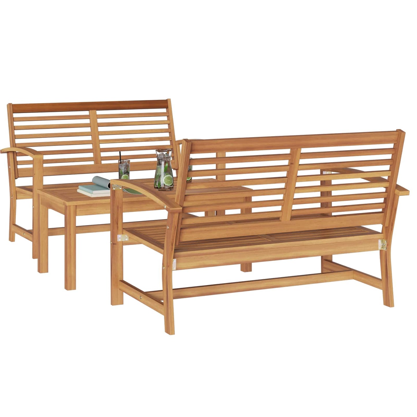 vidaXL Garden Sofa Set 3 pcs Natural Solid Teak Wood