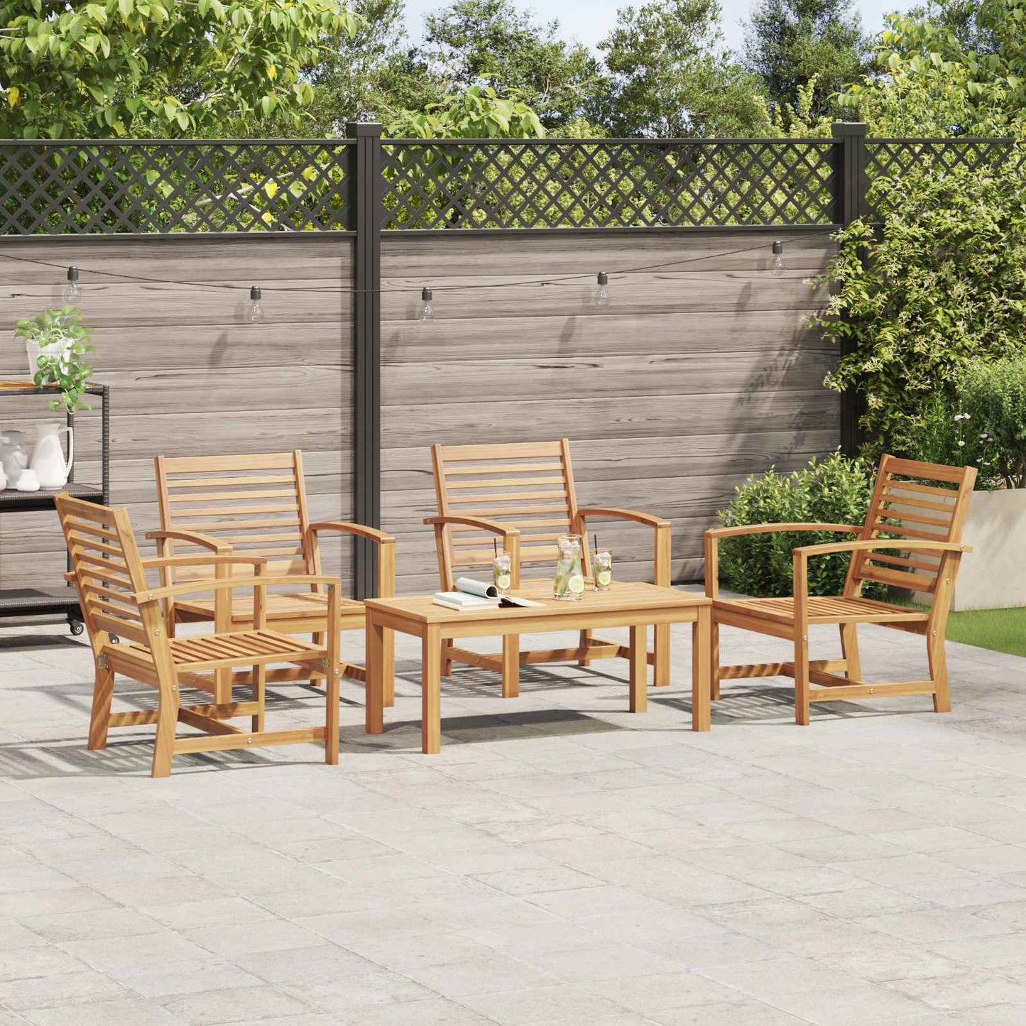 vidaXL Garden Sofa Set 5 pcs Natural Solid Teak Wood