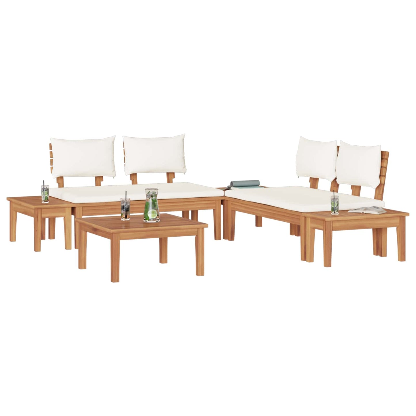 vidaXL Garden Sofa Set 3 pcs Brown and Cream
