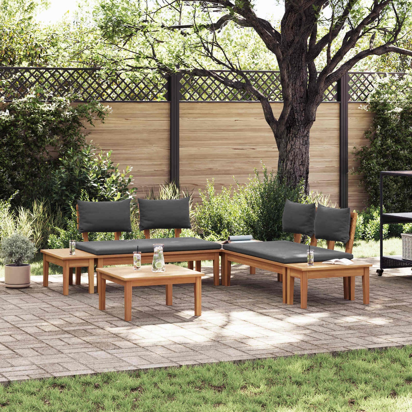 vidaXL Garden Sofa Set 3 pcs Brown and Grey