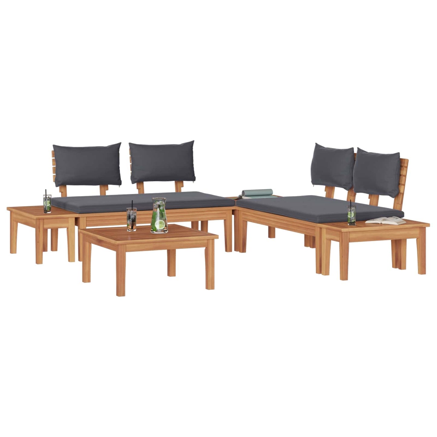 vidaXL Garden Sofa Set 3 pcs Brown and Grey