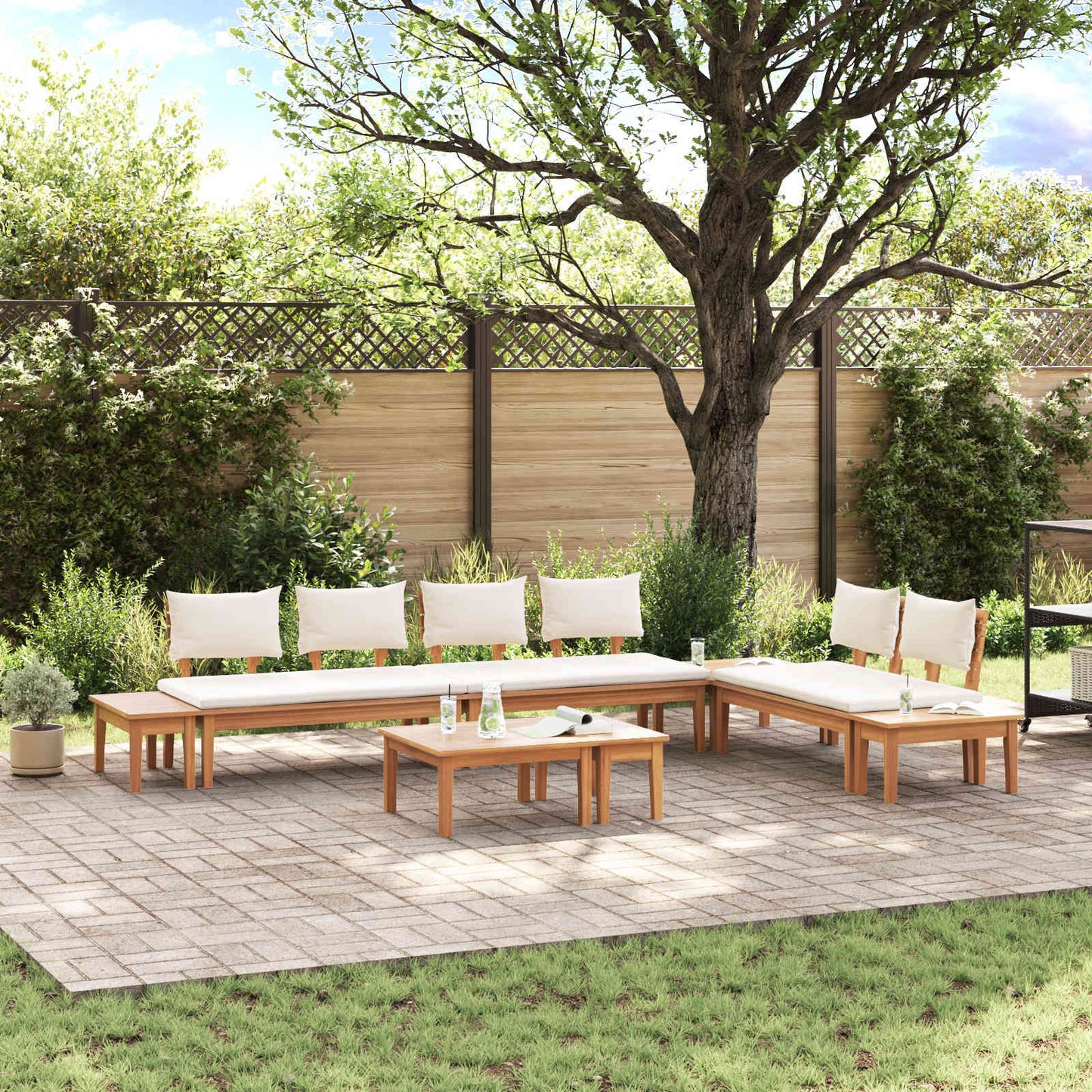 vidaXL Garden Sofa Set 5 pcs Brown and Cream