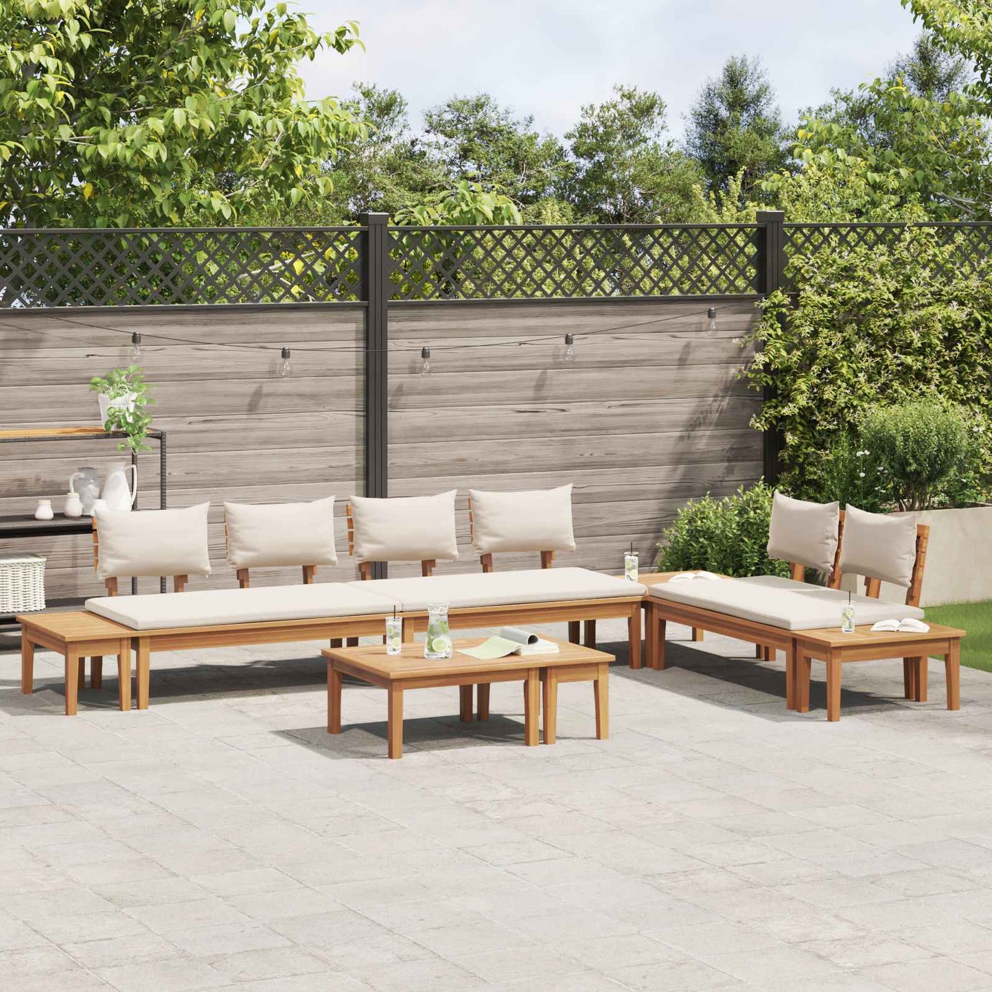 vidaXL Garden Sofa Set 5 pcs Brown and Cream