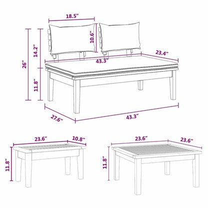 vidaXL Garden Bench Set with Cushion with Storage 5 pcs Brown, Cream