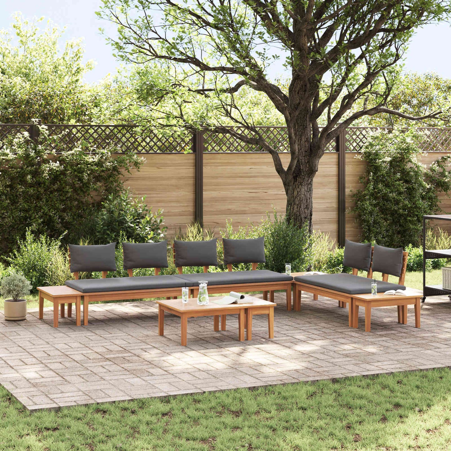 vidaXL Garden Sofa Set 5 pcs Brown and Grey