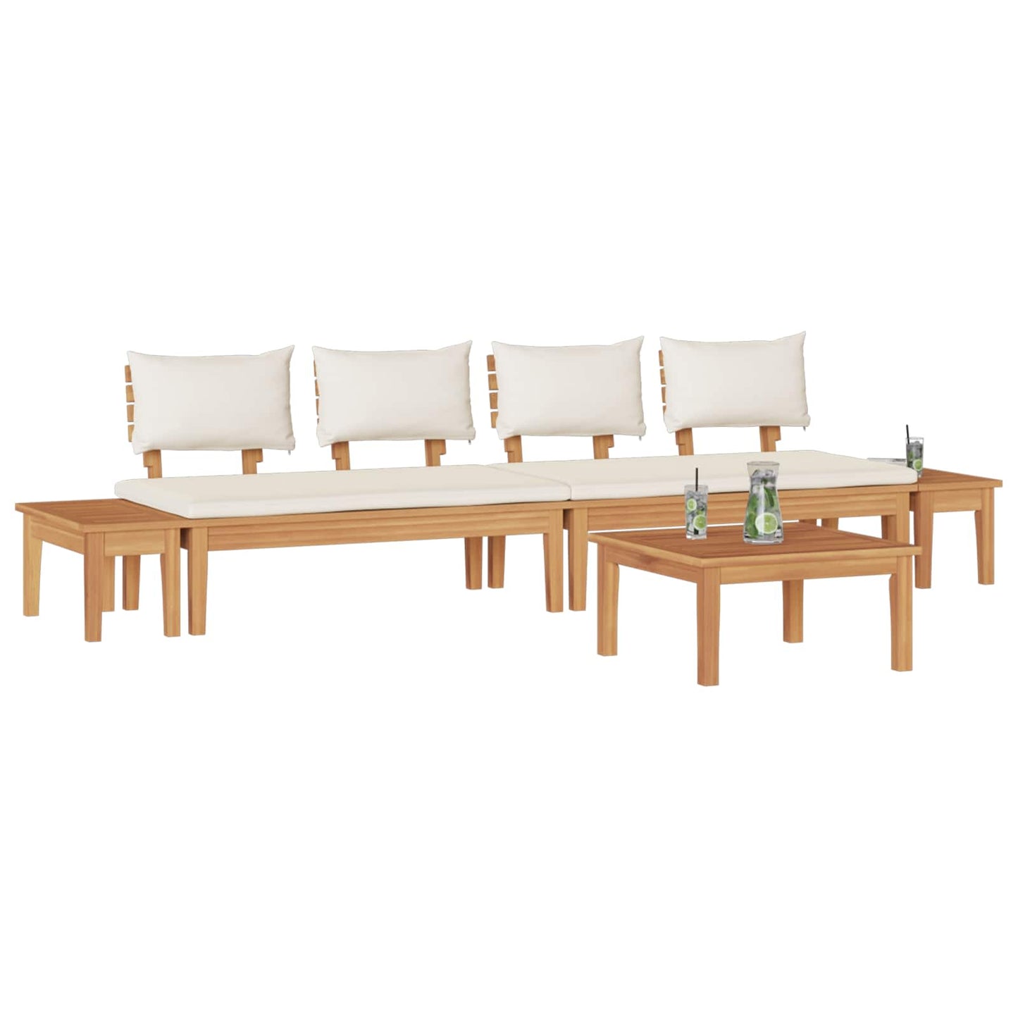 vidaXL Garden Sofa Set 5 pcs Brown and Cream