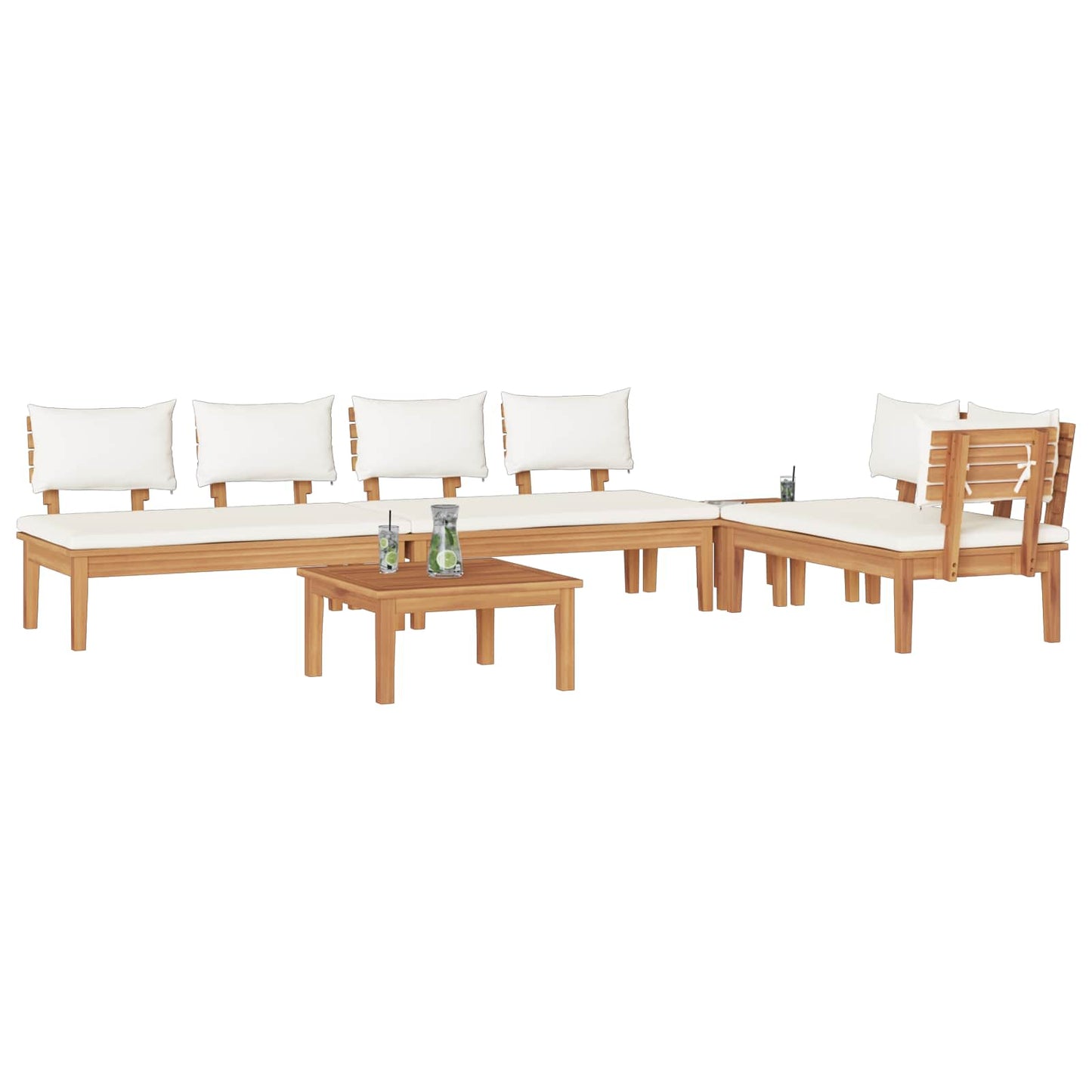 vidaXL Garden Sofa Set 5 pcs Brown and Cream