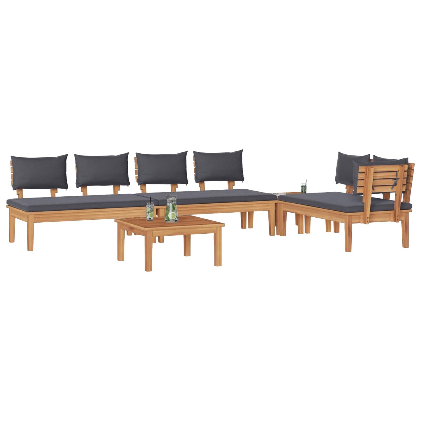 vidaXL Garden Sofa Set 5 pcs Brown and Grey