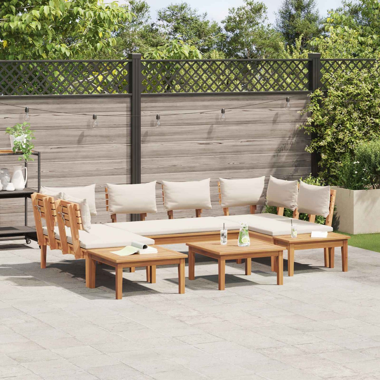 vidaXL Garden Sofa Set 4 pcs Brown and Cream