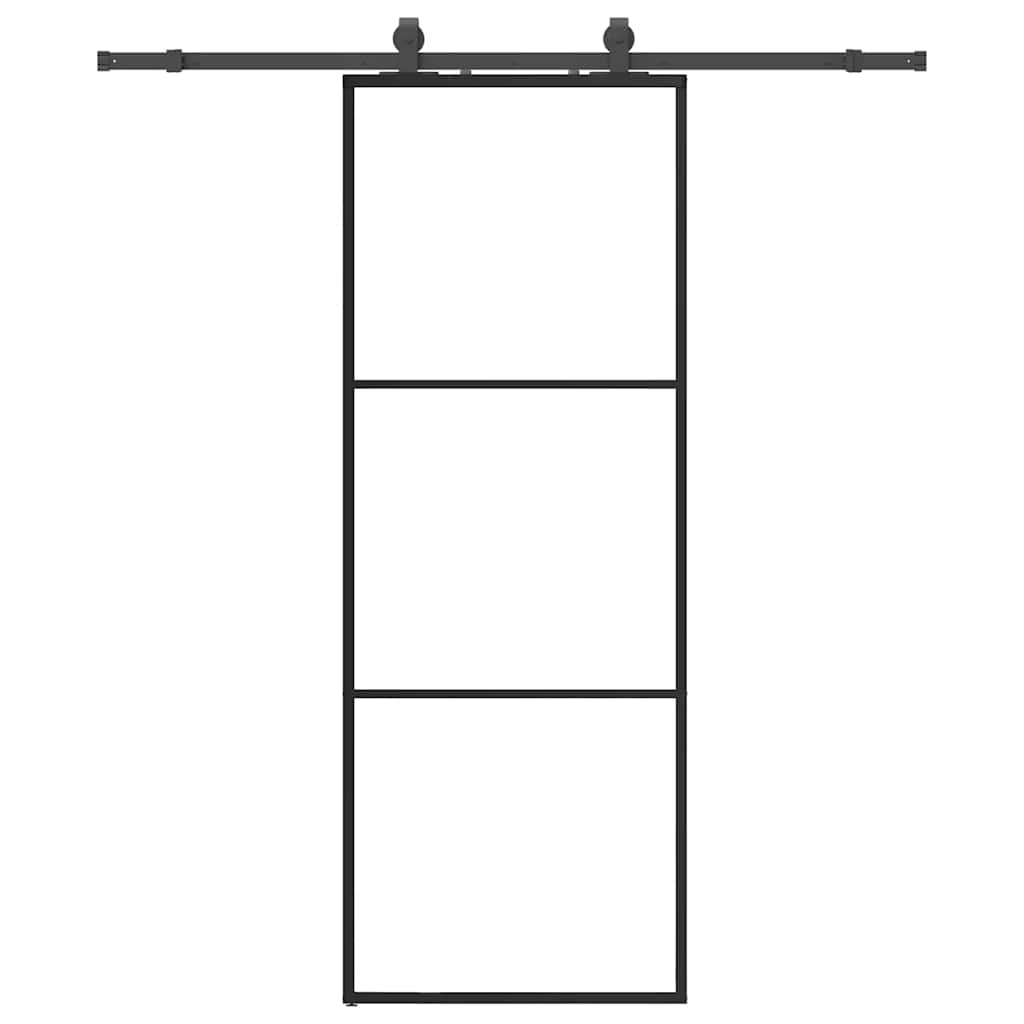vidaXL Sliding Door with Hardware Set Black 76x205 cm ESG Glass