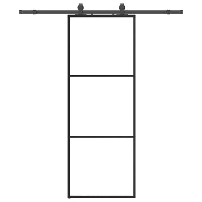 vidaXL Sliding Door with Hardware Set Black 76x205 cm ESG Glass