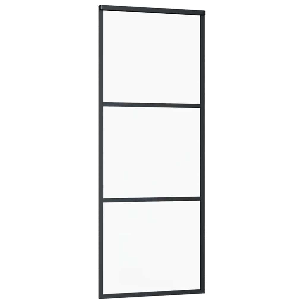 vidaXL Sliding Door with Hardware Set Black 76x205 cm ESG Glass