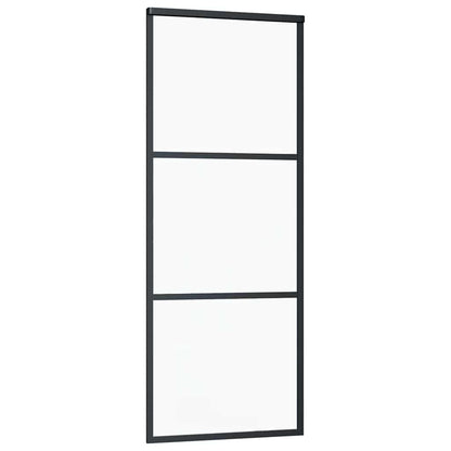 vidaXL Sliding Door with Hardware Set Black 76x205 cm ESG Glass
