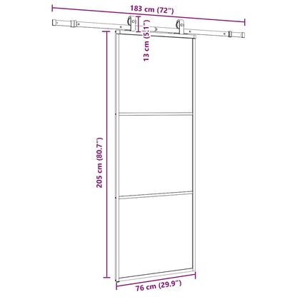 vidaXL Sliding Door with Hardware Set Black 76x205 cm ESG Glass