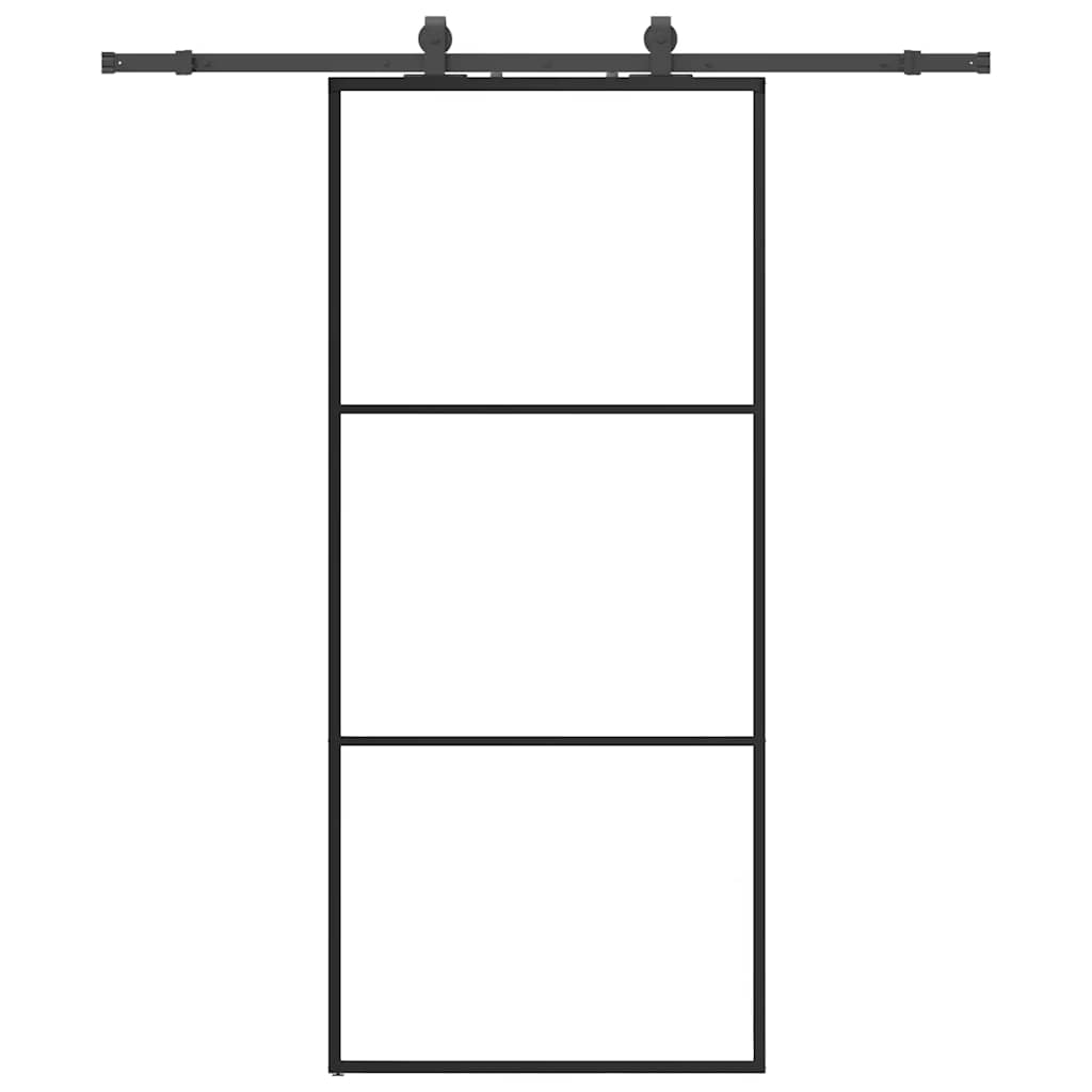 vidaXL Sliding Door with Hardware Set Black 90x205 cm ESG Glass