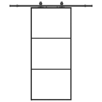 vidaXL Sliding Door with Hardware Set Black 90x205 cm ESG Glass