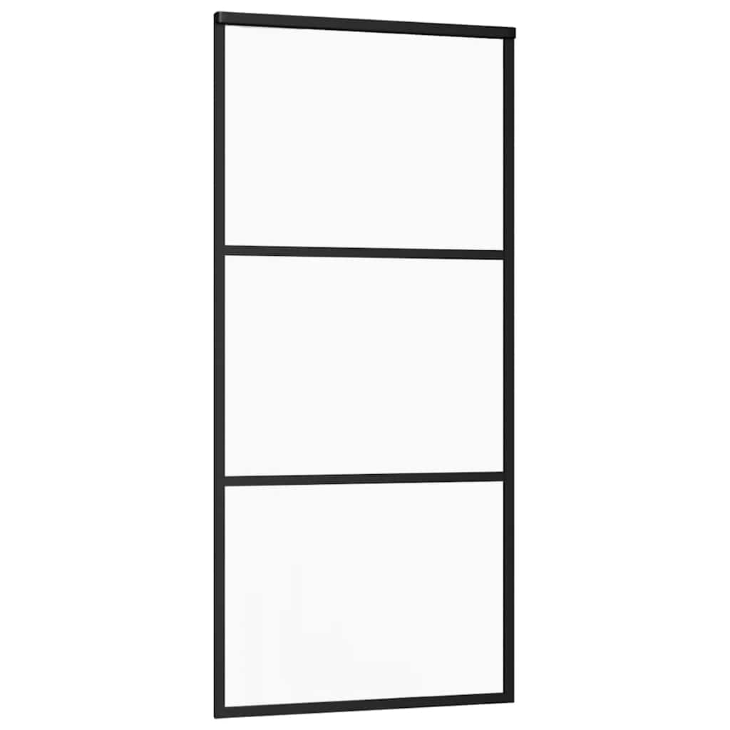vidaXL Sliding Door with Hardware Set Black 90x205 cm ESG Glass