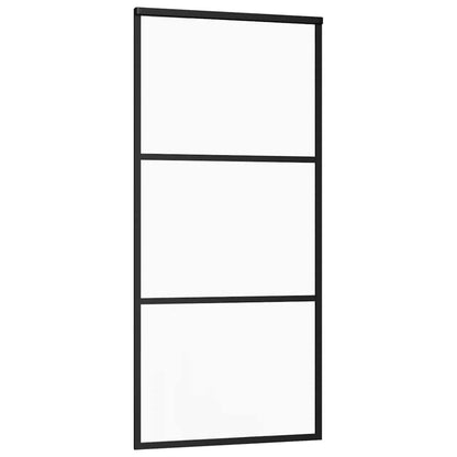 vidaXL Sliding Door with Hardware Set Black 90x205 cm ESG Glass