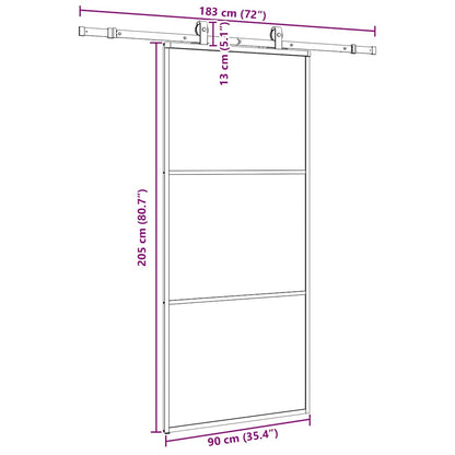 vidaXL Sliding Door with Hardware Set Black 90x205 cm ESG Glass