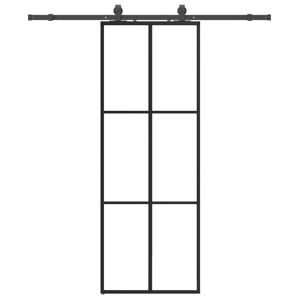 vidaXL Sliding Door with Hardware Set Black 76x205 cm ESG Glass