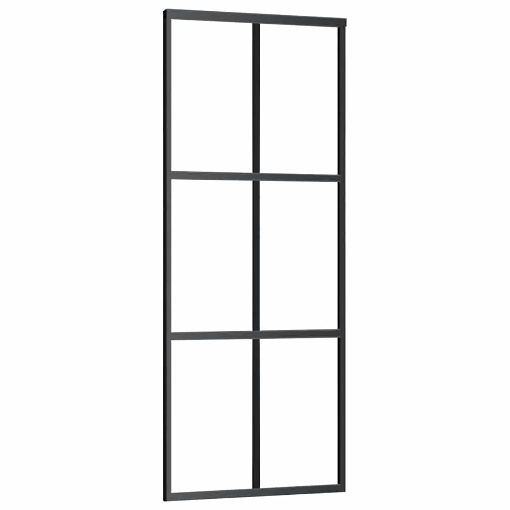 vidaXL Sliding Door with Hardware Set Black 76x205 cm ESG Glass