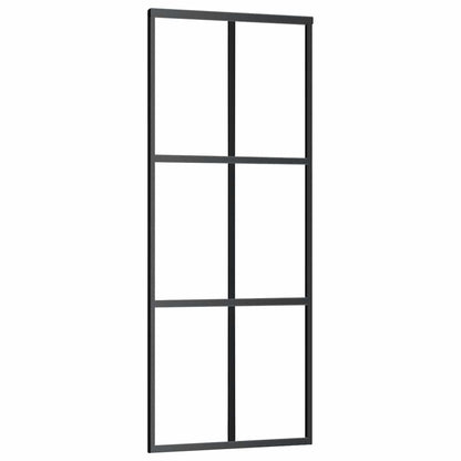 vidaXL Sliding Door with Hardware Set Black 76x205 cm ESG Glass