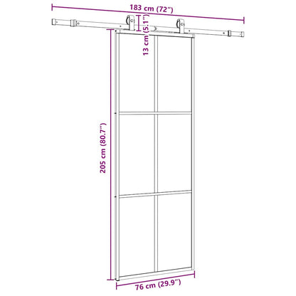 vidaXL Sliding Door with Hardware Set Black 76x205 cm ESG Glass