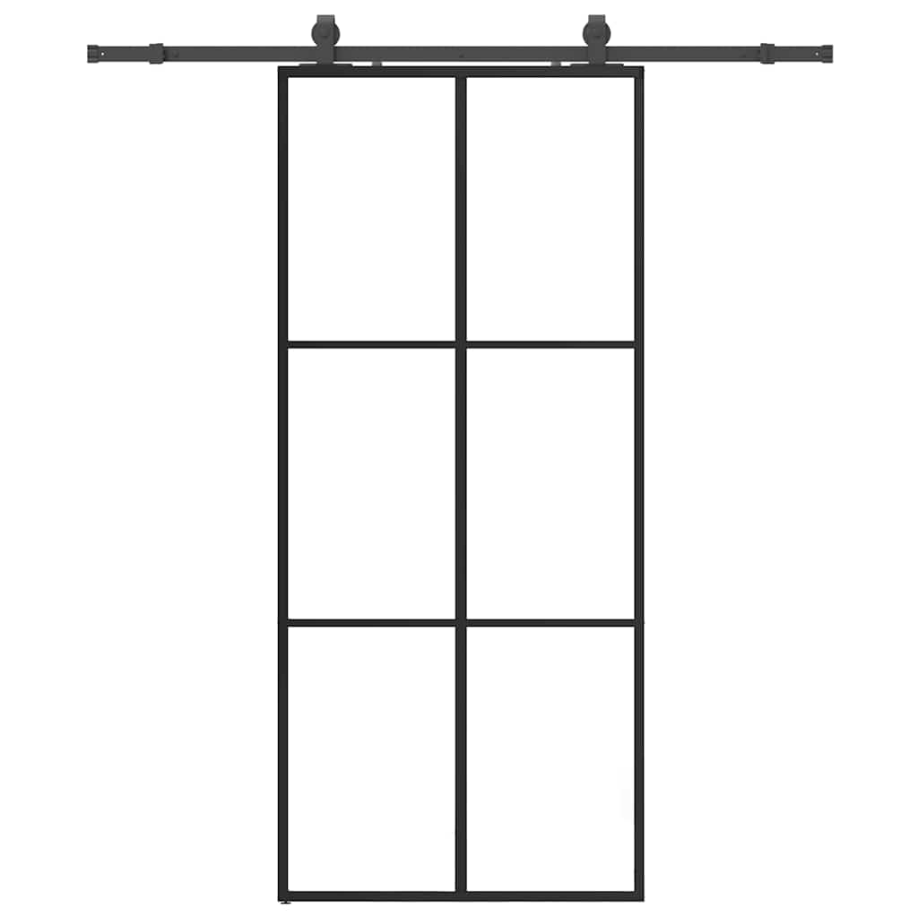 vidaXL Sliding Door with Hardware Set Black 90x205 cm ESG Glass