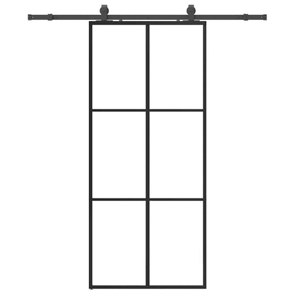 vidaXL Sliding Door with Hardware Set Black 90x205 cm ESG Glass