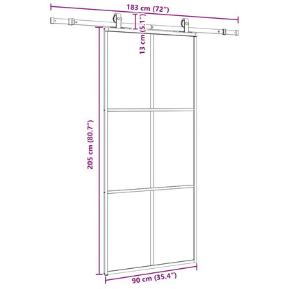 vidaXL Sliding Door with Hardware Set Black 90x205 cm ESG Glass