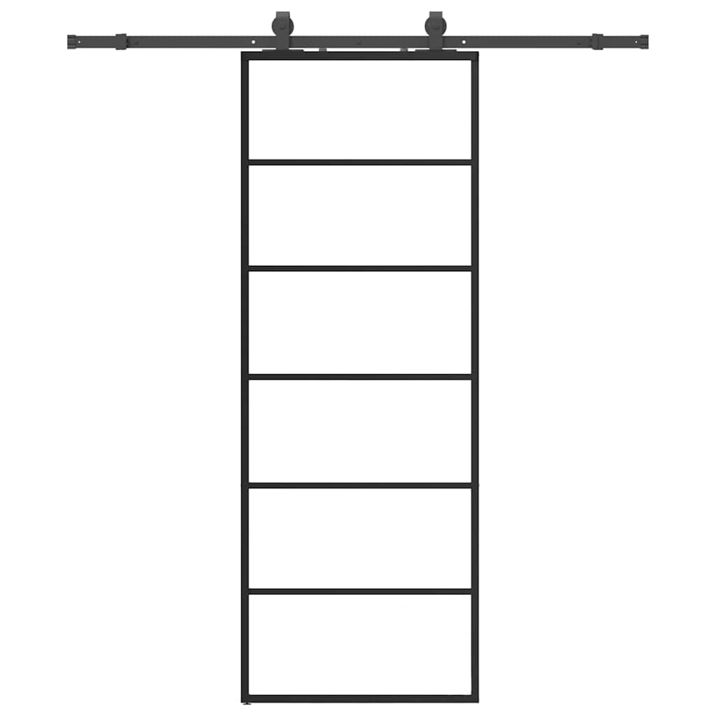 vidaXL Sliding Door with Hardware Set Black 76x205 cm ESG Glass