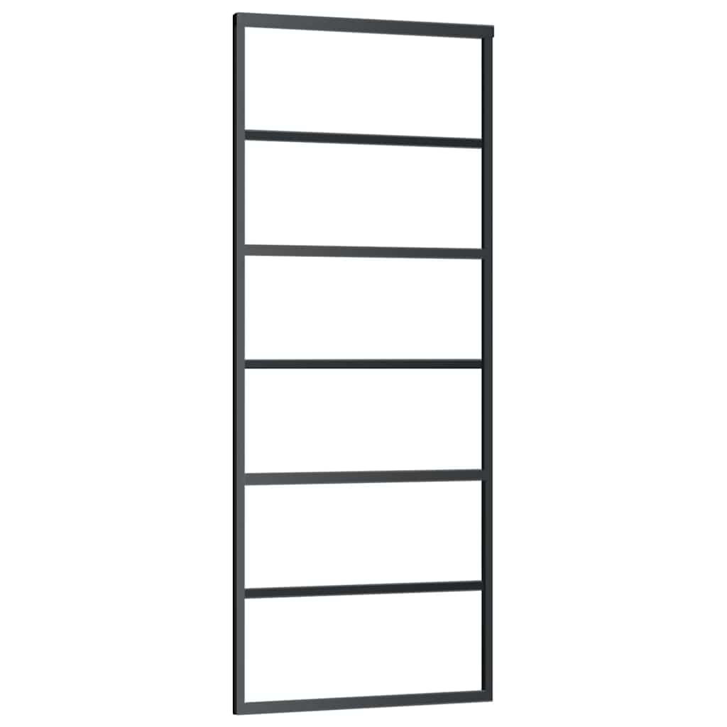 vidaXL Sliding Door with Hardware Set Black 76x205 cm ESG Glass