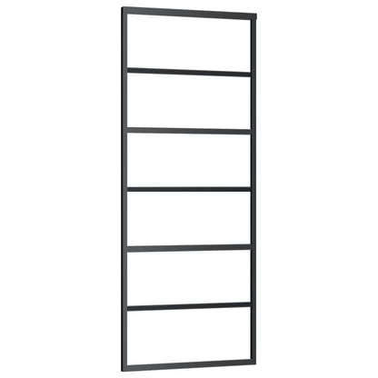 vidaXL Sliding Door with Hardware Set Black 76x205 cm ESG Glass