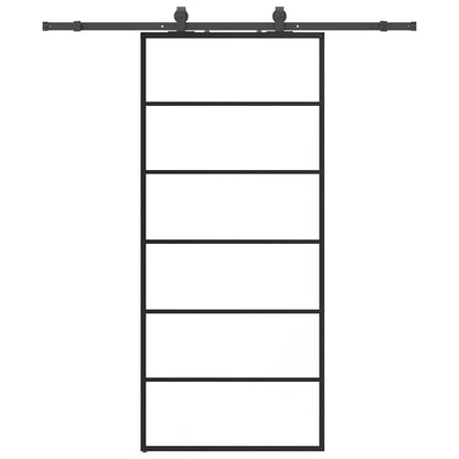 vidaXL Sliding Door with Hardware Set Black 90x205 cm ESG Glass