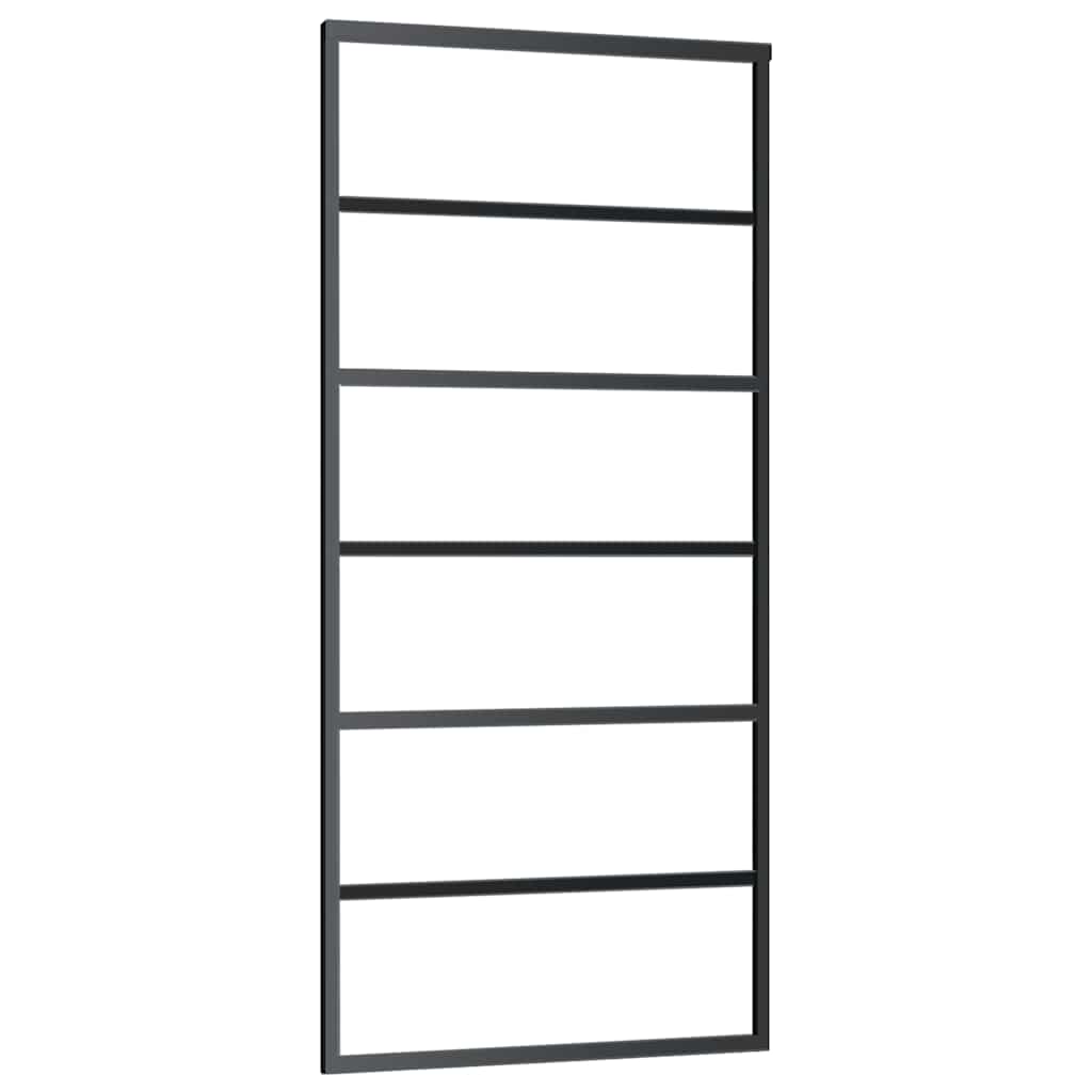 vidaXL Sliding Door with Hardware Set Black 90x205 cm ESG Glass