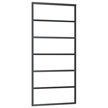 vidaXL Sliding Door with Hardware Set Black 90x205 cm ESG Glass