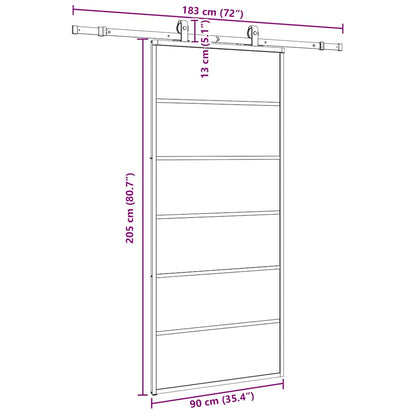 vidaXL Sliding Door with Hardware Set Black 90x205 cm ESG Glass