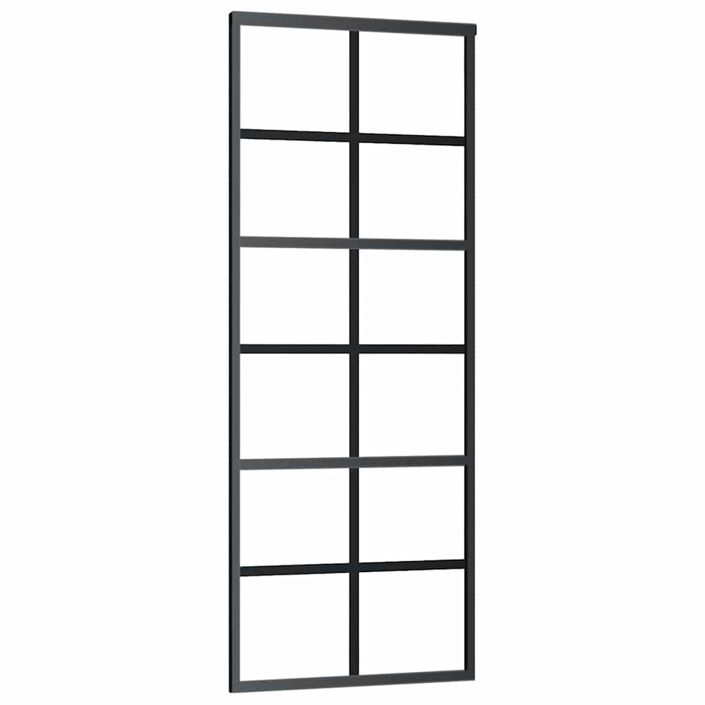 vidaXL Sliding Door with Hardware Set Black 76x205 cm ESG Glass