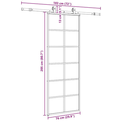 vidaXL Sliding Door with Hardware Set Black 76x205 cm ESG Glass