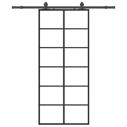 vidaXL Sliding Door with Hardware Set Black 90x205 cm ESG Glass