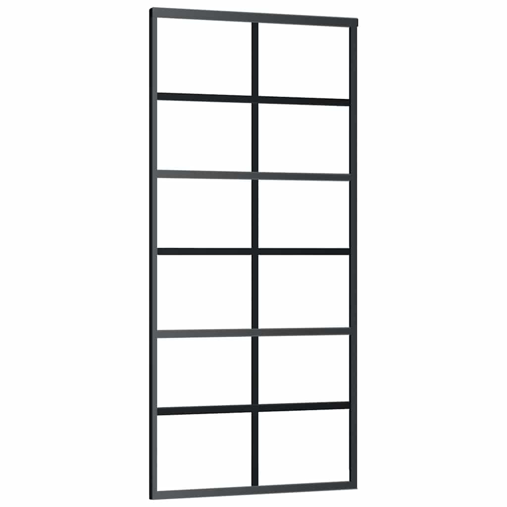 vidaXL Sliding Door with Hardware Set Black 90x205 cm ESG Glass
