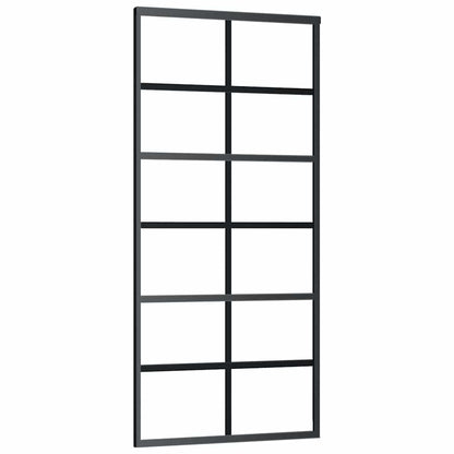 vidaXL Sliding Door with Hardware Set Black 90x205 cm ESG Glass
