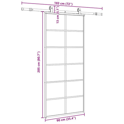 vidaXL Sliding Door with Hardware Set Black 90x205 cm ESG Glass