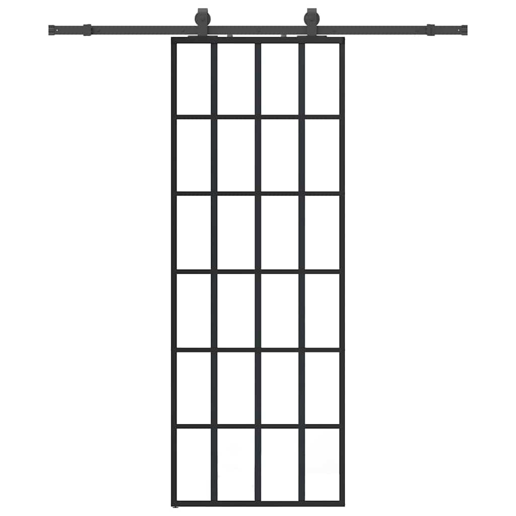 vidaXL Sliding Door with Hardware Set Black 76x205 cm ESG Glass