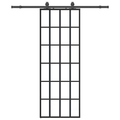 vidaXL Sliding Door with Hardware Set Black 76x205 cm ESG Glass
