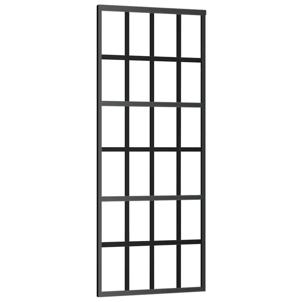 vidaXL Sliding Door with Hardware Set Black 76x205 cm ESG Glass