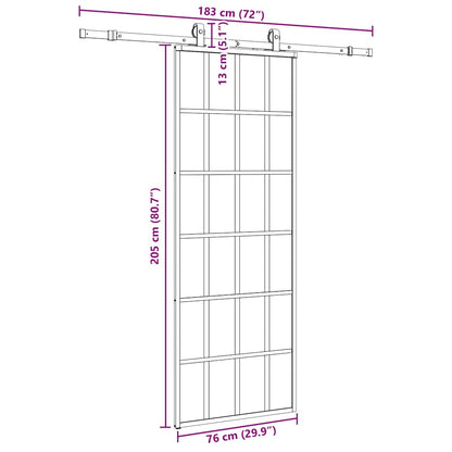 vidaXL Sliding Door with Hardware Set Black 76x205 cm ESG Glass