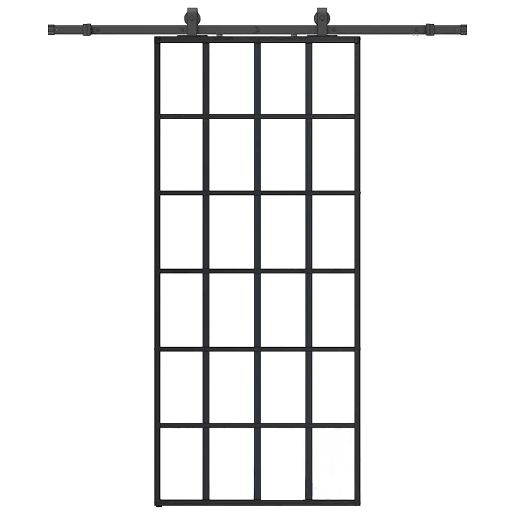 vidaXL Sliding Door with Hardware Set Black 90x205 cm ESG Glass