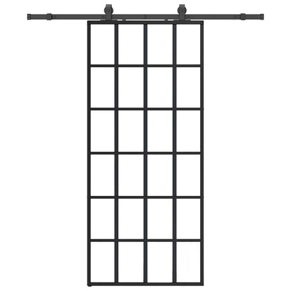 vidaXL Sliding Door with Hardware Set Black 90x205 cm ESG Glass