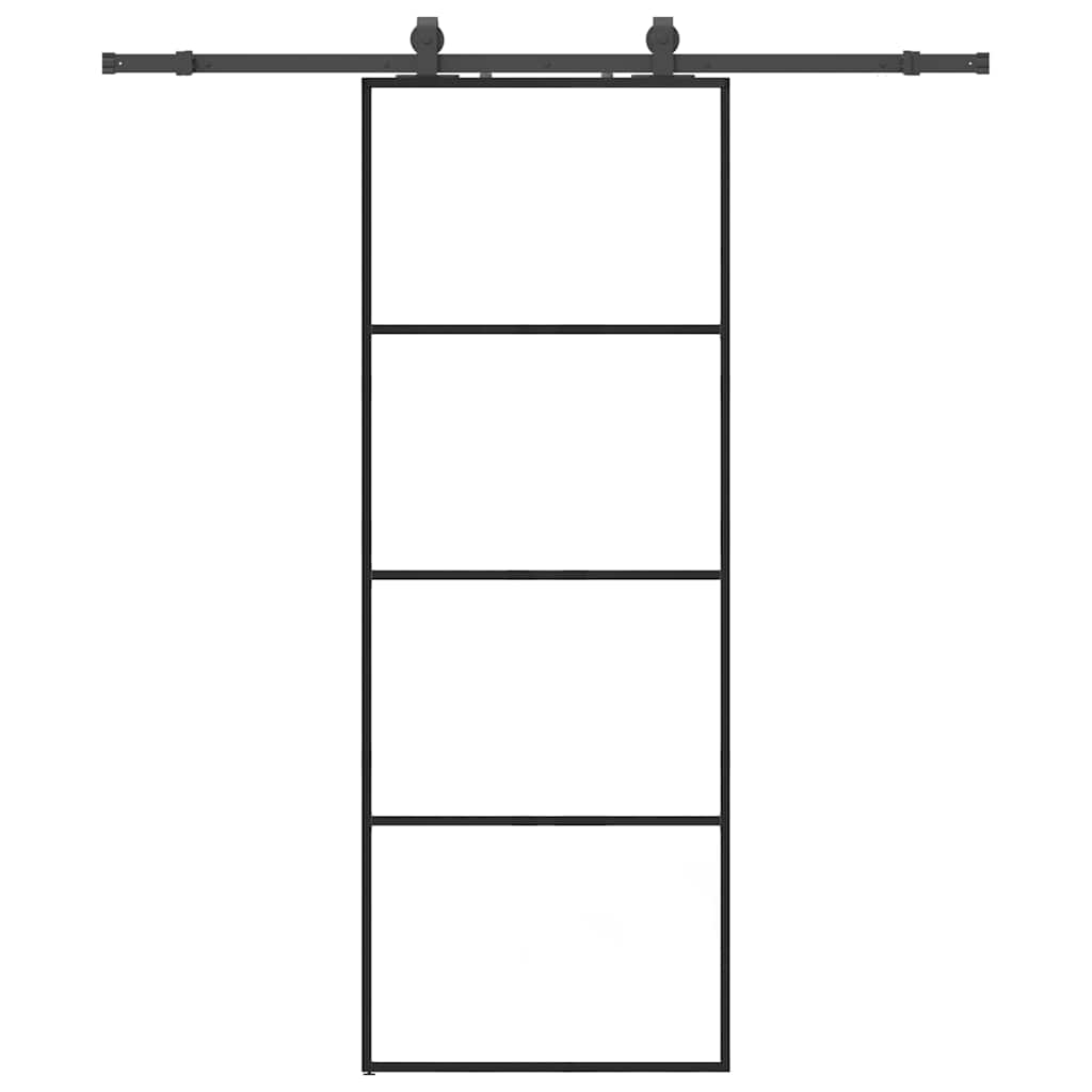 vidaXL Sliding Door with Hardware Set Black 76x205 cm ESG Glass